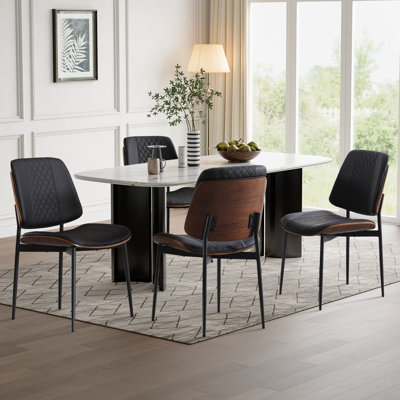 Lingge a conçu 4 chaises de salle à manger en cuir PU tendance
