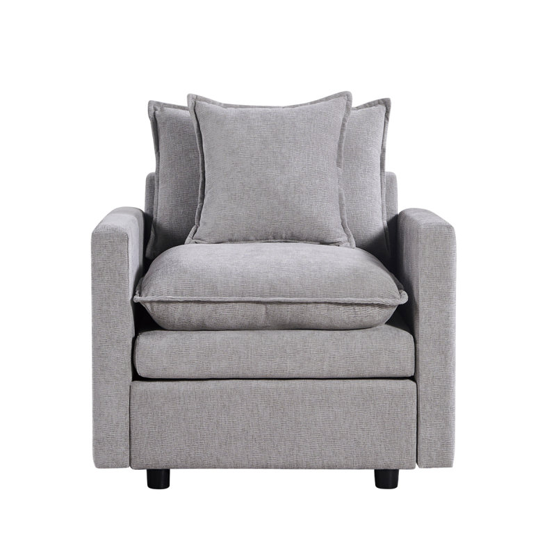 Fauteuil de lecture rembourré moderne à siège simple en tissu moderne Sofachenille, Gris