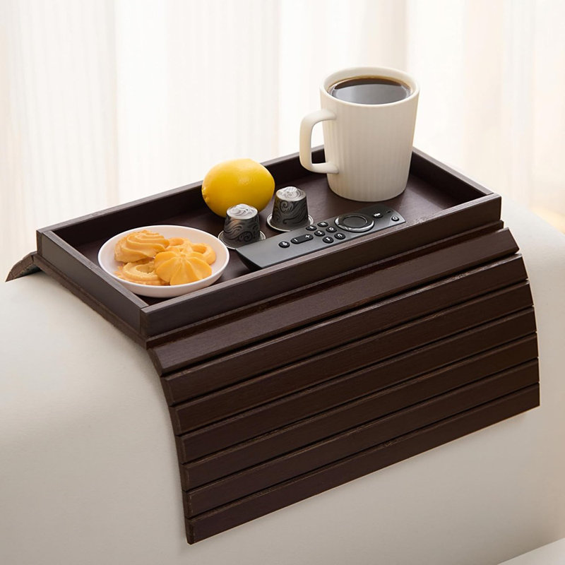 Bamboo Couch Arm Tray Table,Foldable Sofa Armrest Tray Table For...