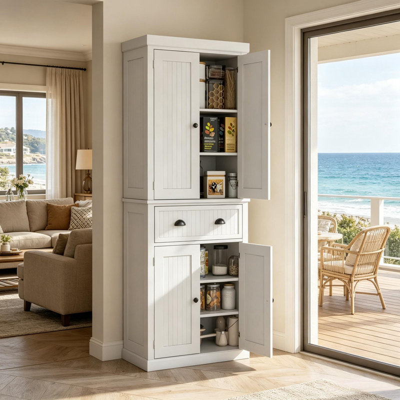 Freestanding Storage Cabine With Adjustable Shelves