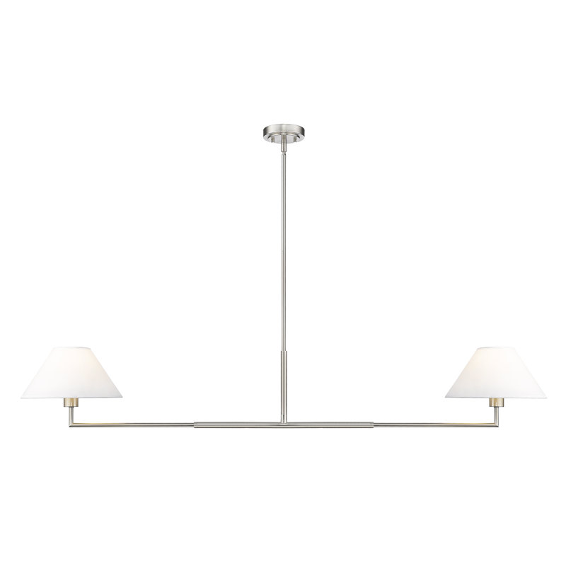 Lustre à 2 lumières avec abat-jour Ryckman, Nickel brossé