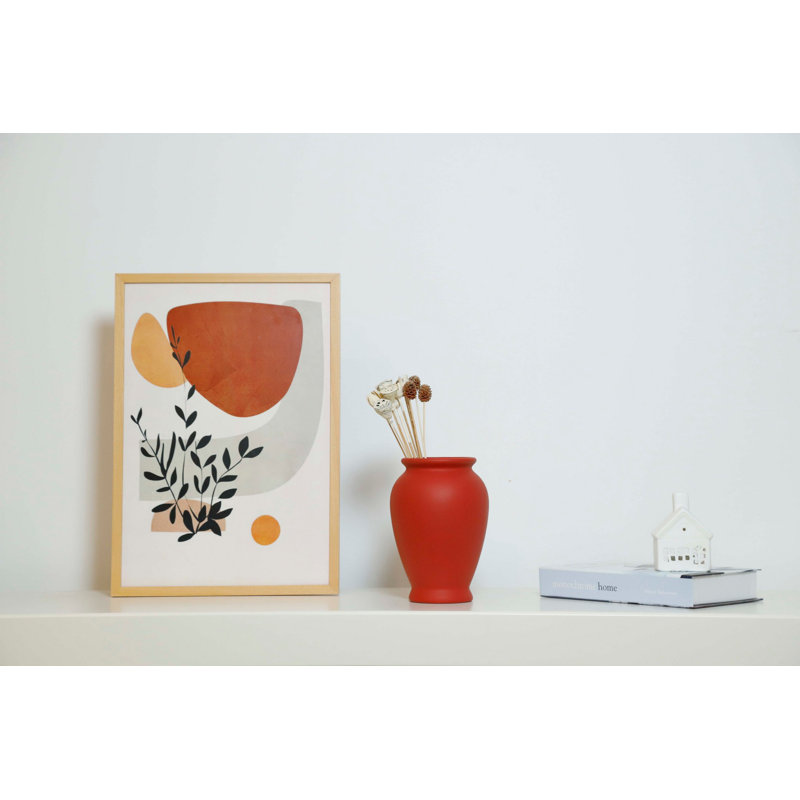 Élégant vase en céramique, 1 pièce, orange, 5,5 x 6,0 x 8,5 pouces | 100% céramique de haute qualité, parfaite pour la décoration intérieure et les arrangements floraux | Décoration élégante pour le salon, la chambre à coucher ou le bureau