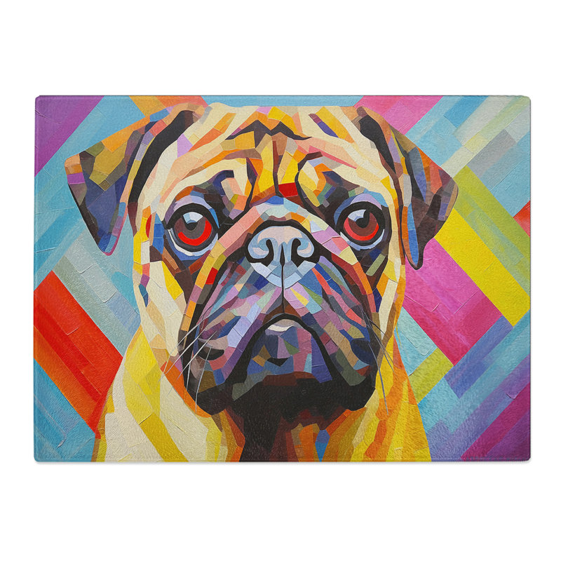 Pug Hard Edge  Glass Chopping Board