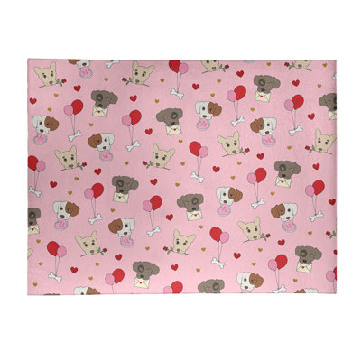 Tapis rose/rouge/gris fait main