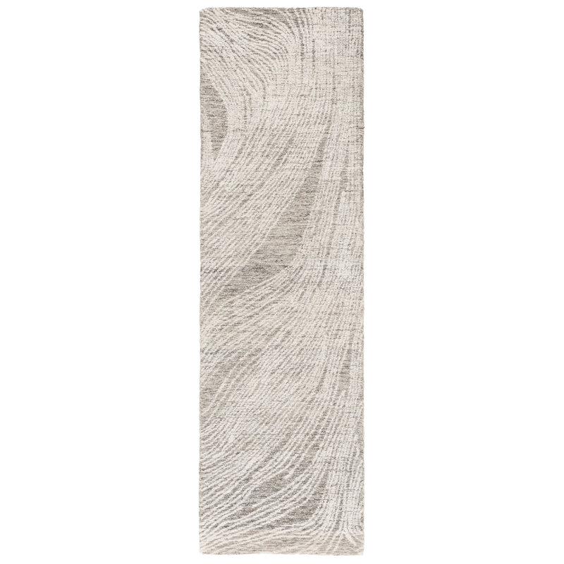 Tapis en laine touffeté à la main Bipin, Tapis de couloir 2 pi 3 po x 6 pi