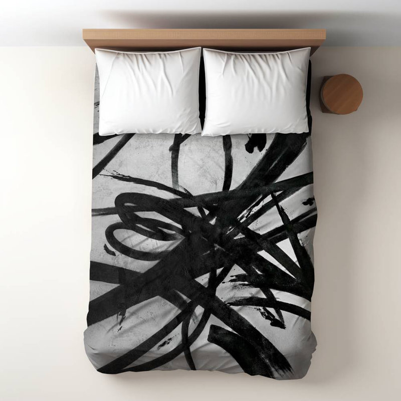 Polyester Sateen Duvet Cover, Twin Duvet, Blue Circular Strokes