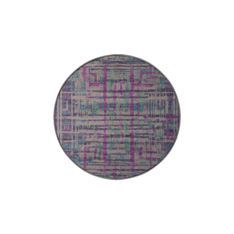 Tapis mauve lavable à la machine, Rond 4 pi