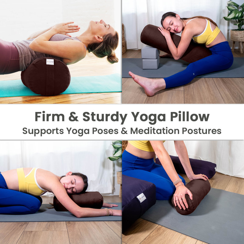 Brown Cylindrical Cotton Yoga Bolster Pillow