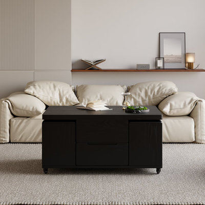 39" Lift-Top Foldable Coffee Table With 4 Stools & Storage