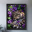 "Jaguar dans les fleurs", reproduction d'art encadrée noire-1525574706