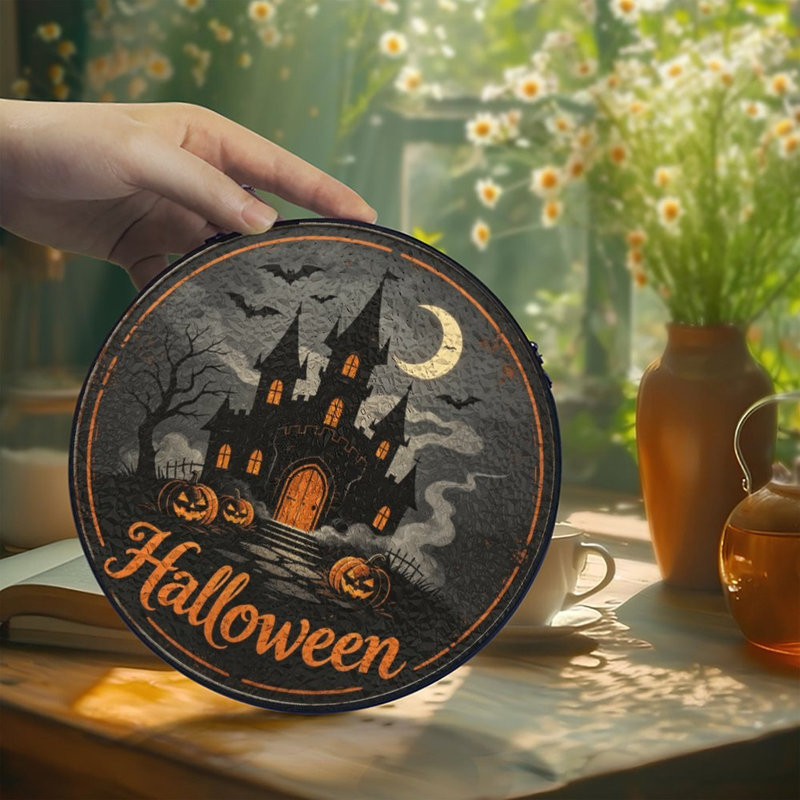 Panneau de verre Haunted Halloween, 6,3 x 6,3 po (16 x 16 cm)