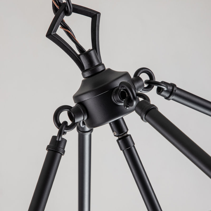 Qudarius 4 - Light Dimmable Lantern Drum Chandelier, Matte Black, Transparent