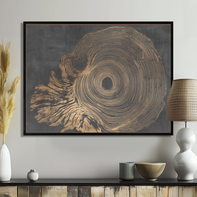 Spirale gris or sur fond de glissade sur bois - art mural minimaliste, impression sur toile gris minimaliste
