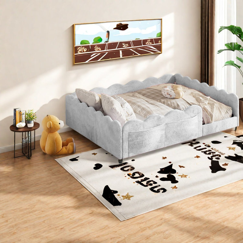Lit double moderne avec rangement, lit en bois aggloméré pour la maison