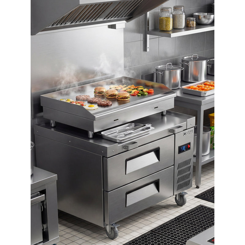 Coolski 36 in. 1.96 cu. ft. Commercial Chef Base Refrigerator with 2 Drawers in Stainless Steel