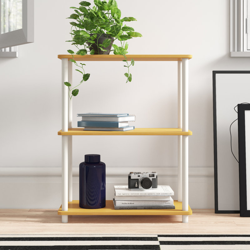 Decorius Etagere Bookcase, Beech/White, (3 Shelves) 29.5" H x 23.6" W x 11.4" D