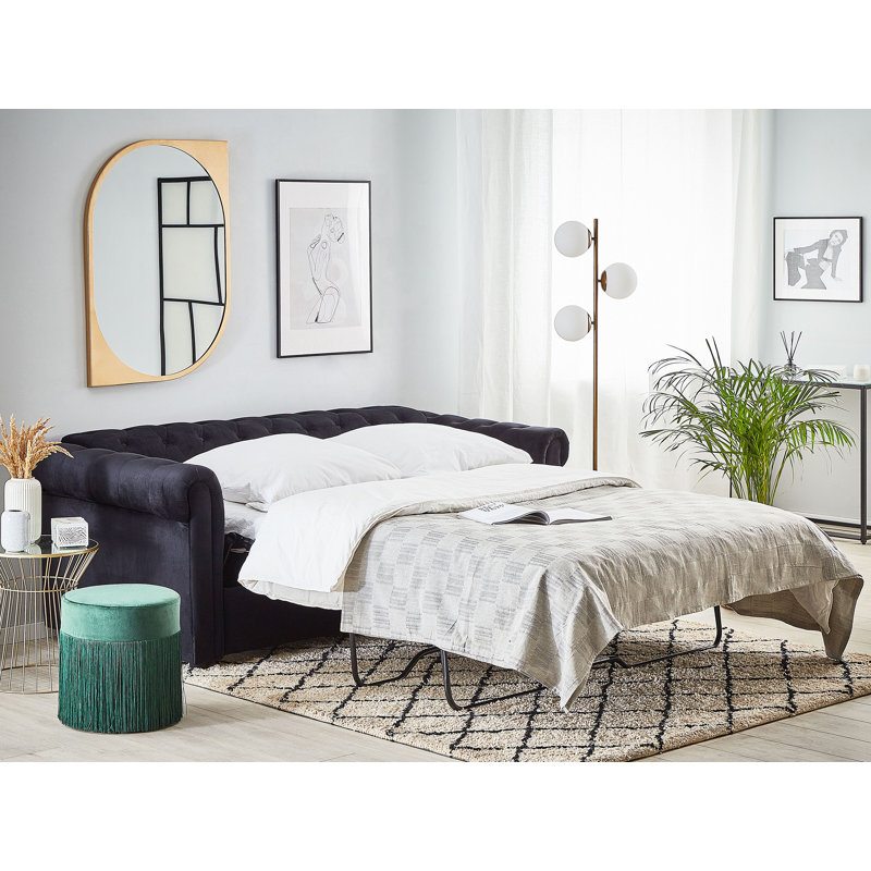Mosher Velvet Sofa Bed, Black