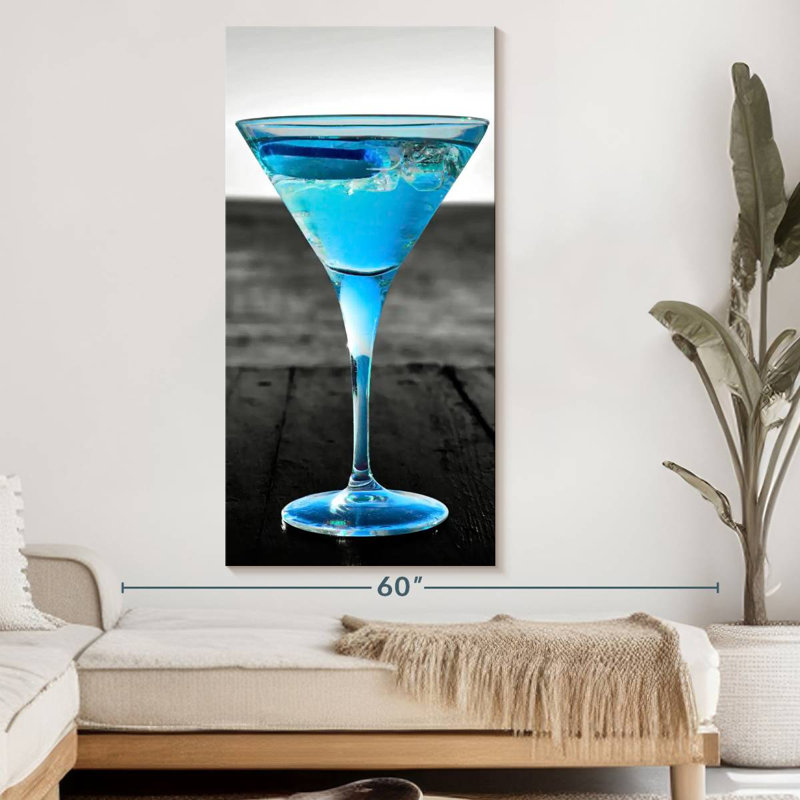 " Pop Blue Martini " by SodaPopArt, 24" H x 12" W x 1.25" D