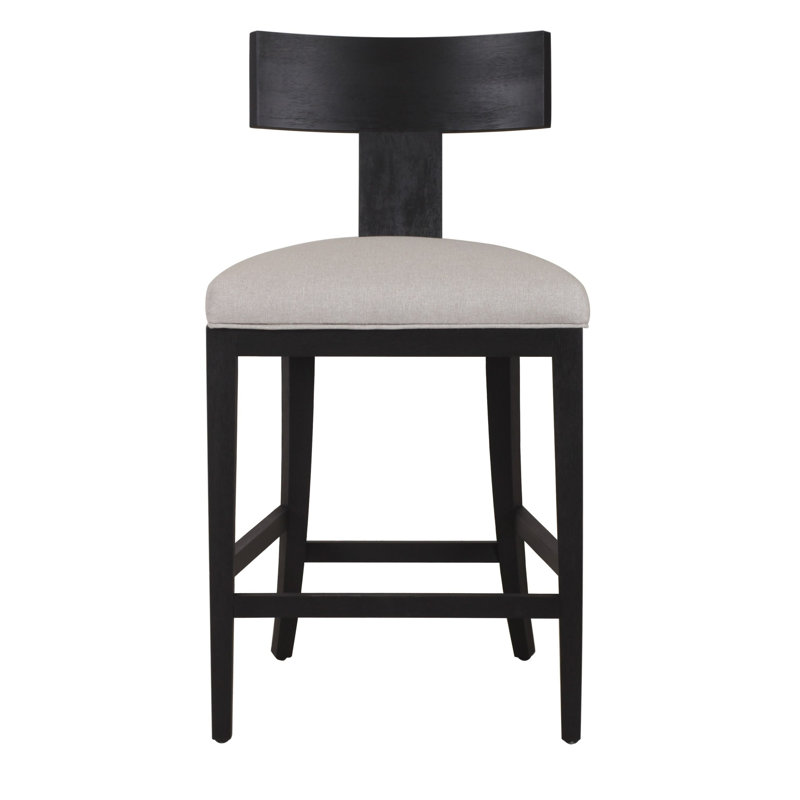 Atheena Upholstered Counter Stool with Solid Wood Frame, Black