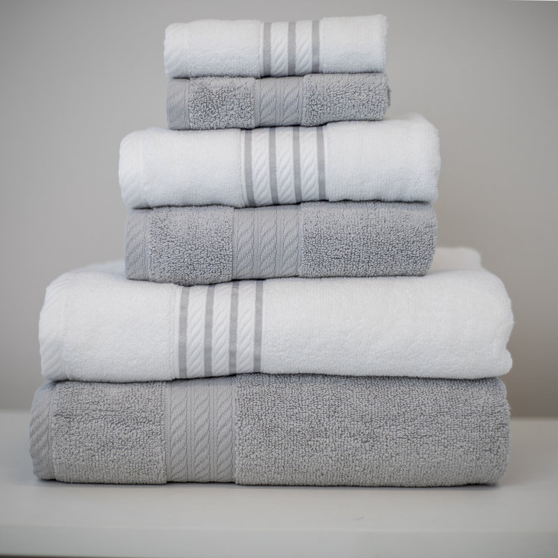 Ensemble de serviettes 6 pièces 100 % coton , Argent