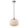 1-Light Matte Brass Pendant Lighting with Frosted Ribbed Glass Shade