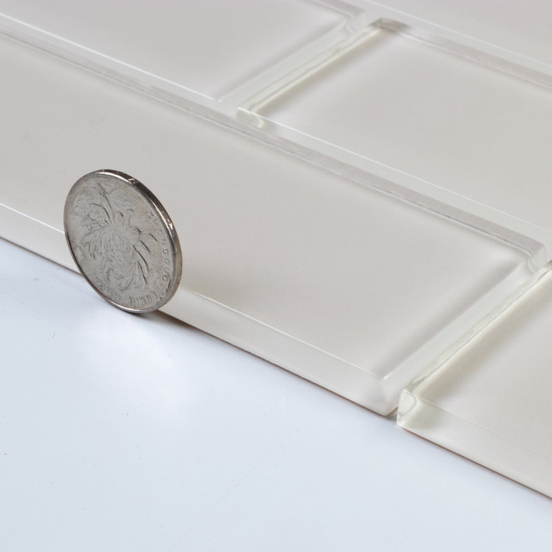 Premium 2" x 6" Straight Edge Glass Mosaic Subway Tile, Ivory