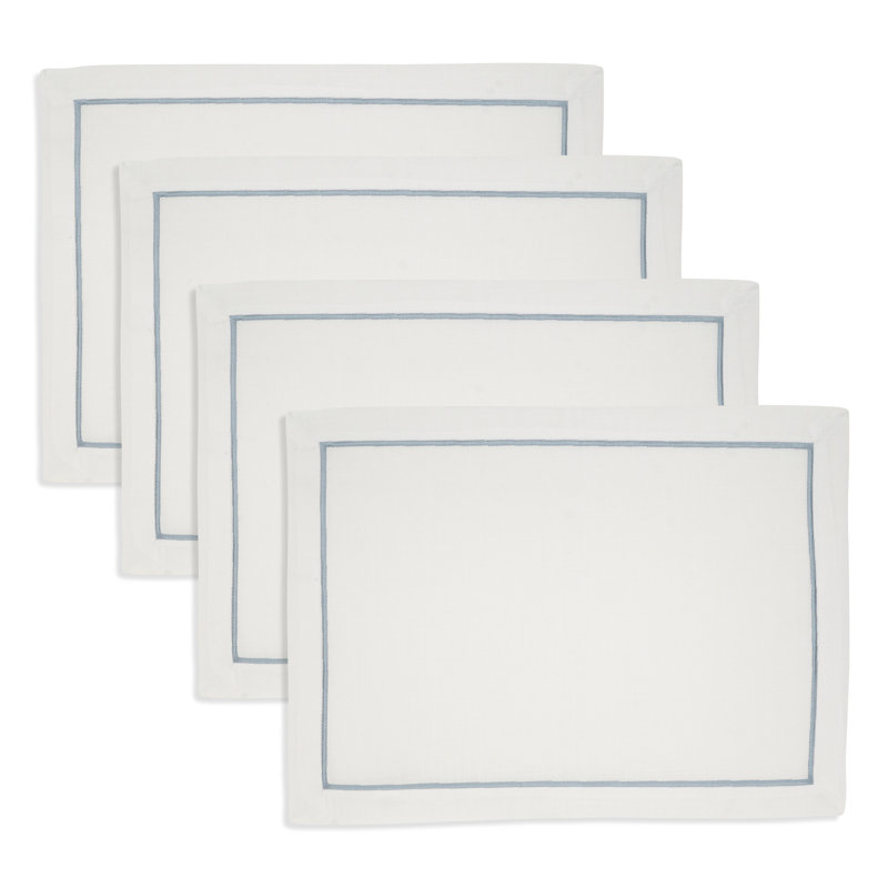 Embroidered Line Design Placemat (Set of 4), Grey