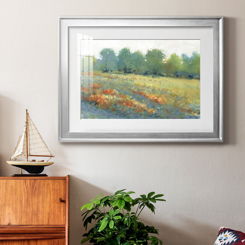 Paysage champêtre I - peinture encadrée, Noir, H 22,5 po x l 30,5 po x P 1 po, Blanc