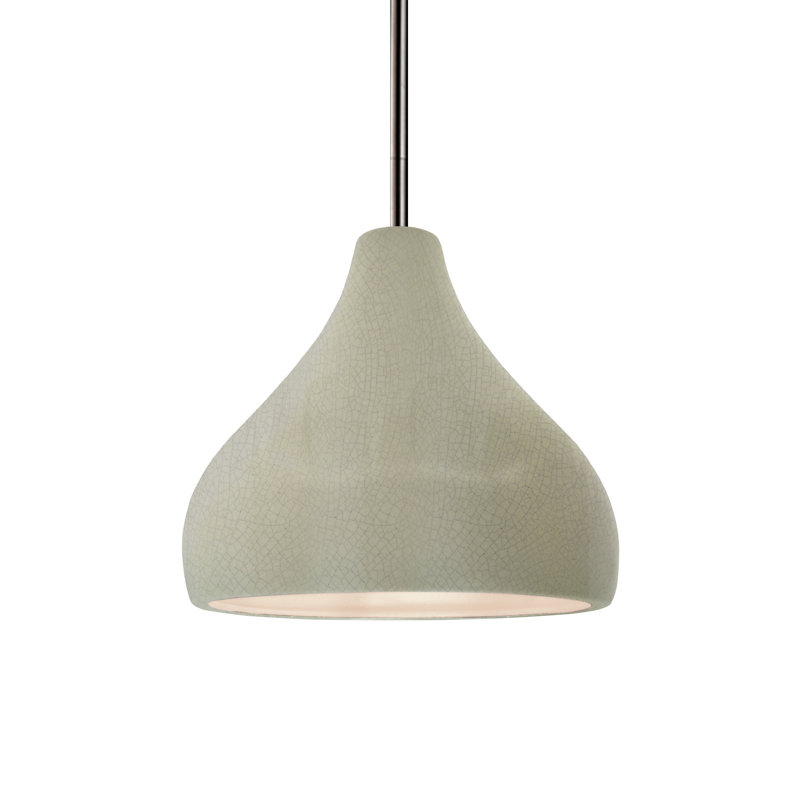 Luminaire suspendu à 1 lumière Meydan, H 7,25 po x l 8 po x P 8 po, Craquelure vert céladon, Nickel brossé