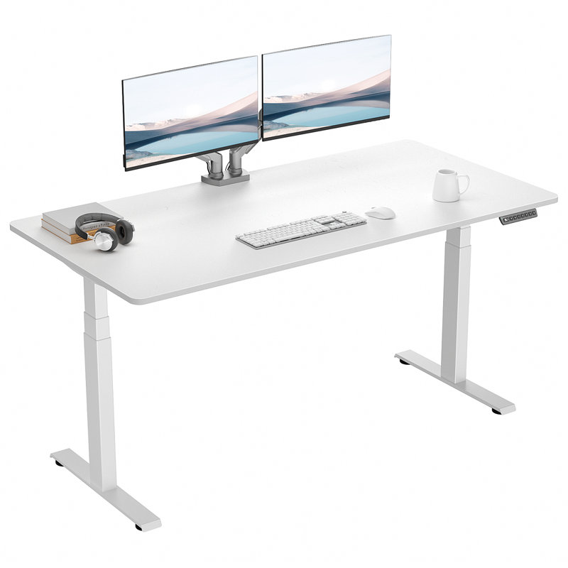  Bureau debout de qualité supérieure, H 49,3 po x l 59 po x P 30 po, Blanc, Blanc