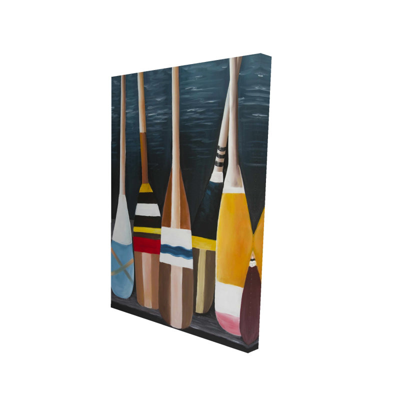  Pagaies - Décoration intérieure en toile bleue pour les amateurs de sport, H 36 po x l 24 po