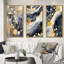 Pastel abstrait avec taches bleues noires et dorées - ensemble d'art géométrique moderne de 3 pièces-174731766-174731767