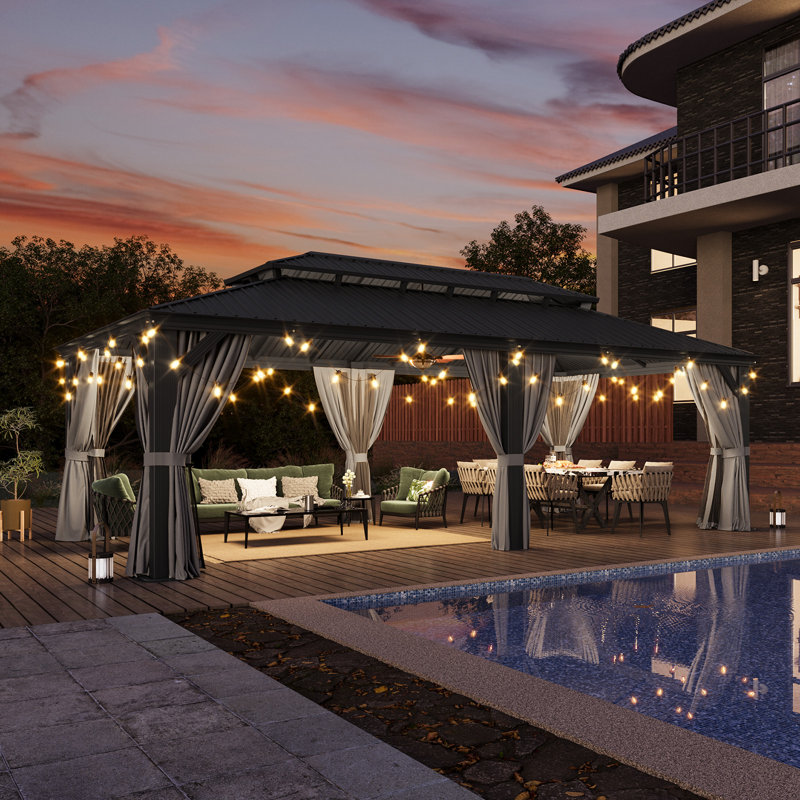 Pavillon de jardin 24 '' x 12 'avec toit en acier galvanisé