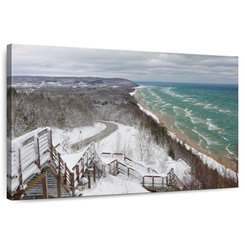 Scène d'hiver à Alvord Lake Michigan, H 16 po x l 24 po