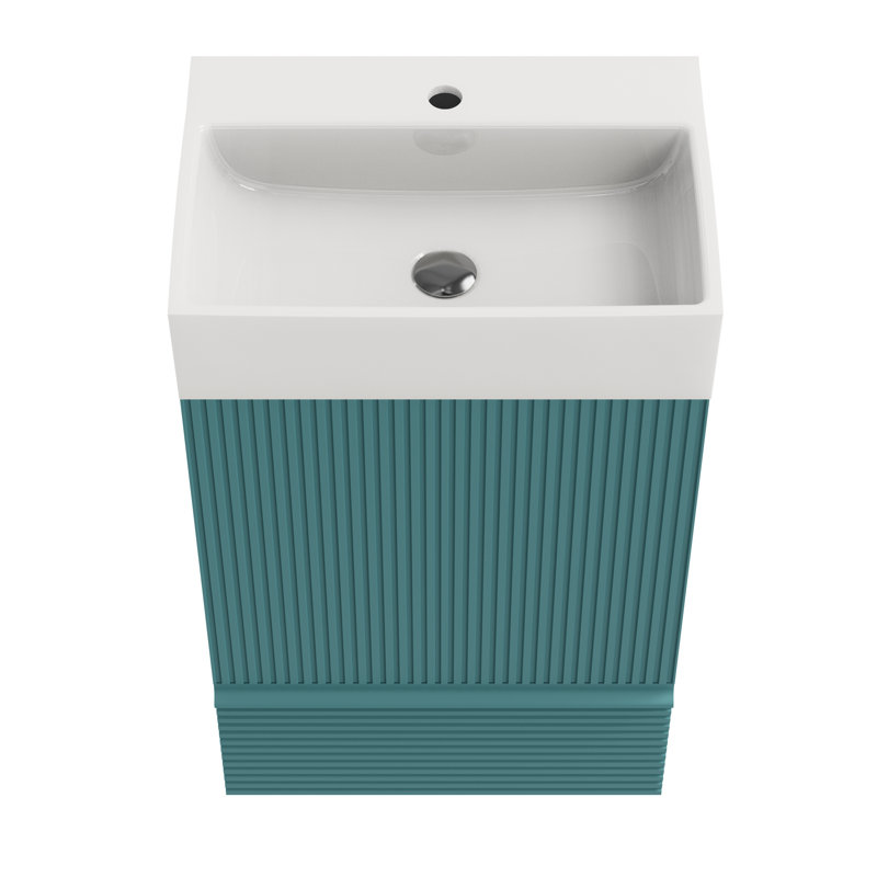 Armoire de salle de bain avec lavabo en céramique Aquamarine - Panneaux autoportants de style moderne E1 et poignée de meuble-lavabo rayée stable de 20 po