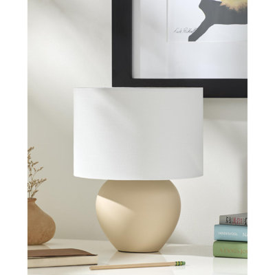 Ceramic Table Lamp with Linen Drum Shade 