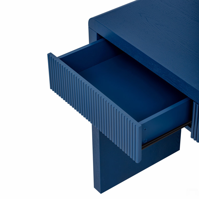 Console rustique avec 3 tiroirs cannelés, Bleu