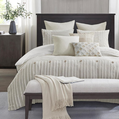 9 Pieces King Size Boho Comforter Set,Fluffiness ,Breathable And Cozy,White 110In W X 96In L
