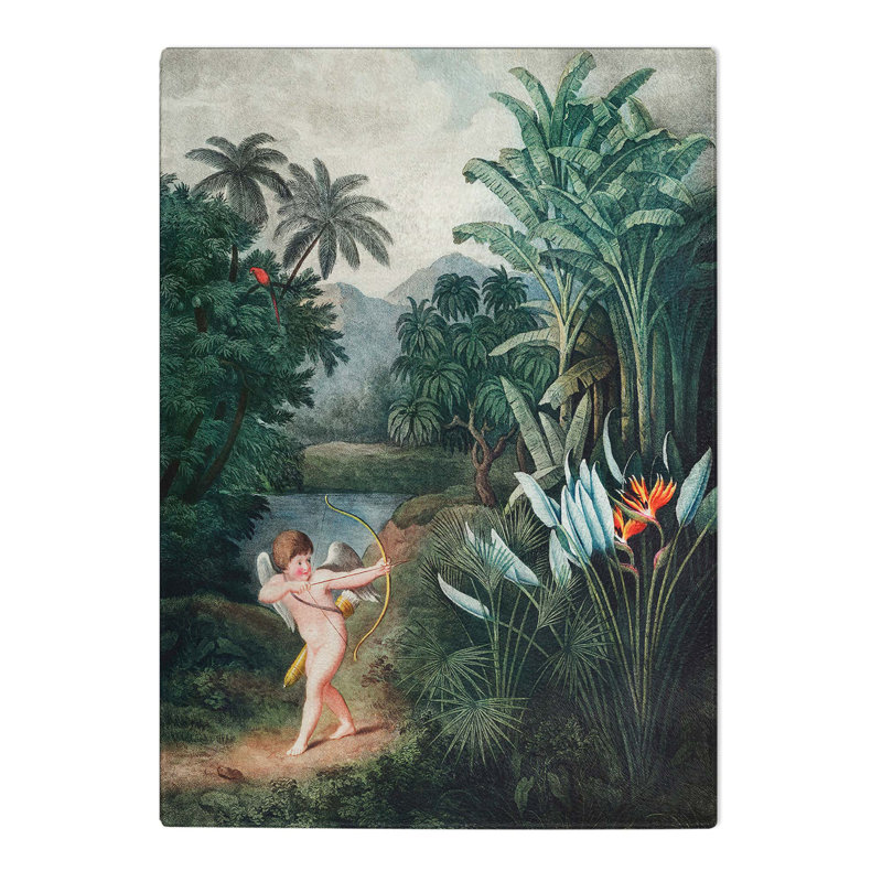 Tempered Glass Cupid by the Flowers by Robert John Thornton Chopping Board, 39cm W x 28.5cm L