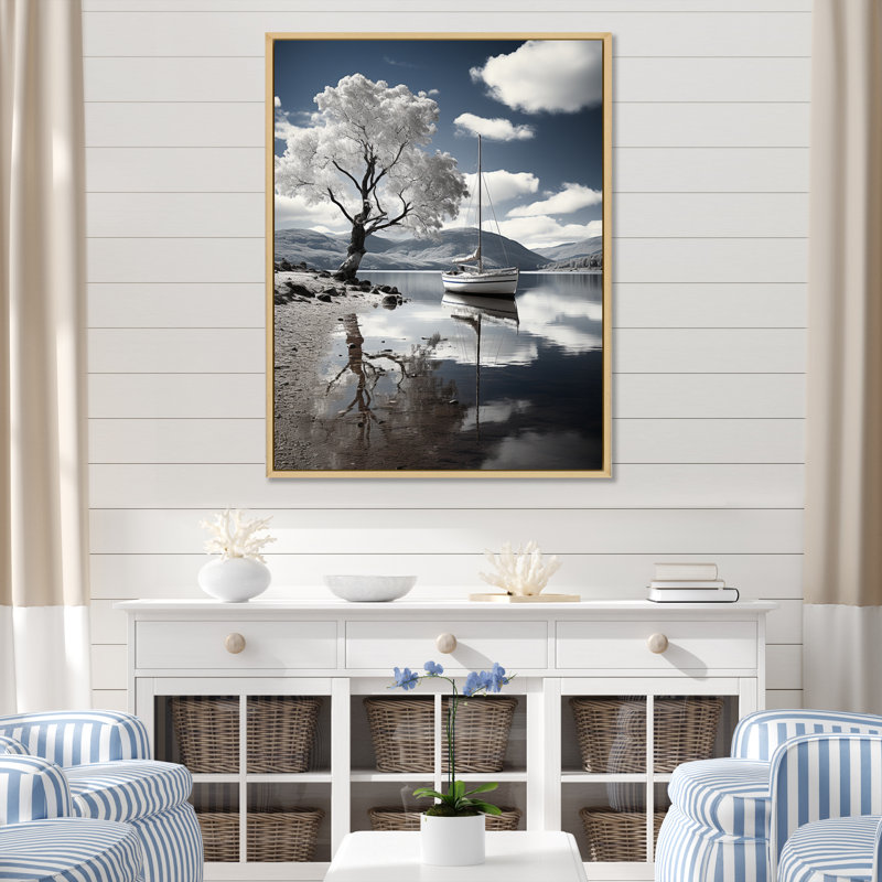 Boultwood Coastal Calm Waters - reproduction sur toile, H 20 po x l 12 po x P 1 po, Cadre naturel flottant