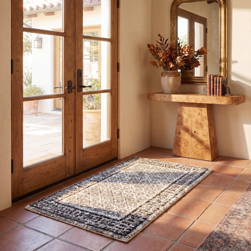 Tapis gris / noir Bonilla, Rectangle 2 pi 6 po x 4 pi