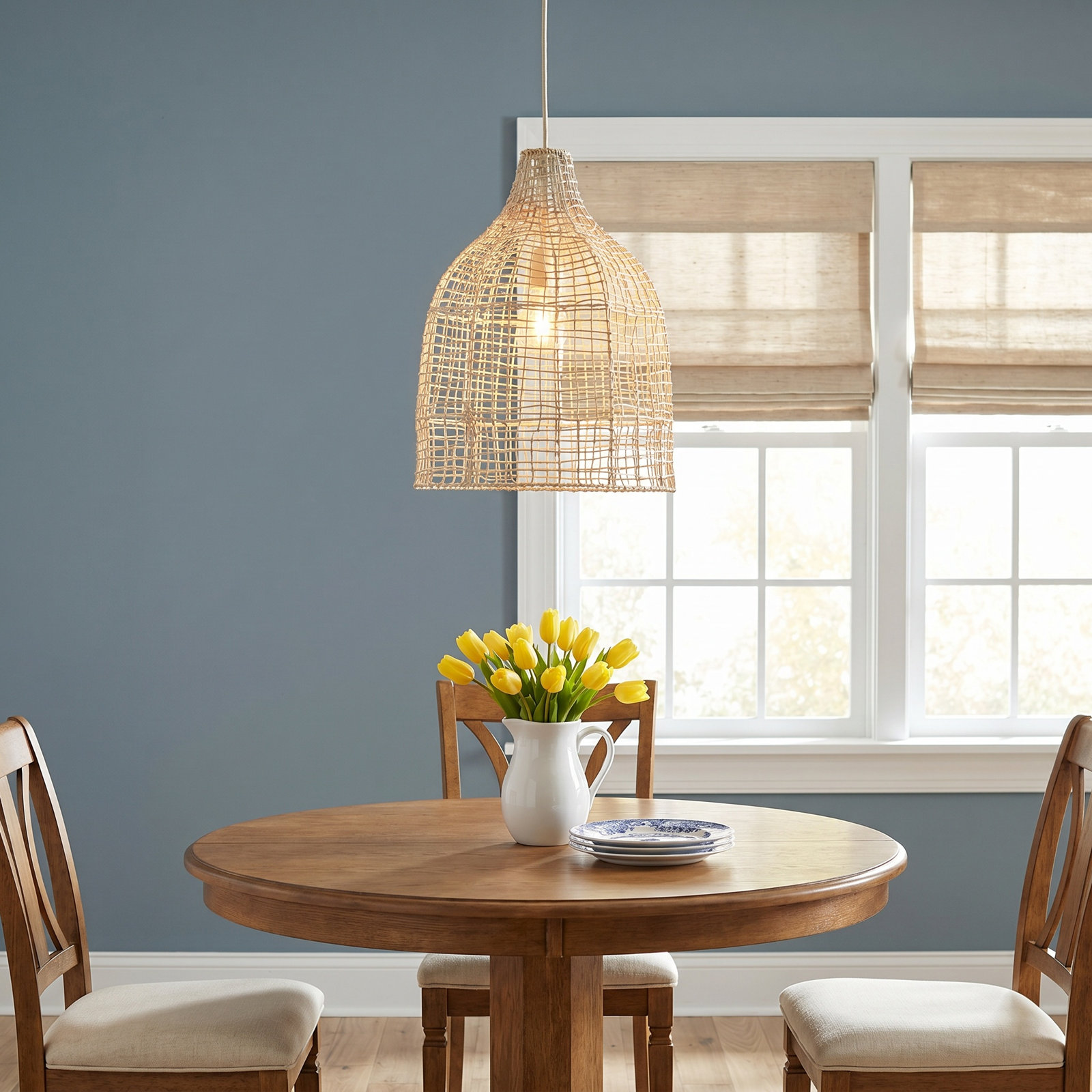Semele Single Light Rattan Dimmable Pendant
