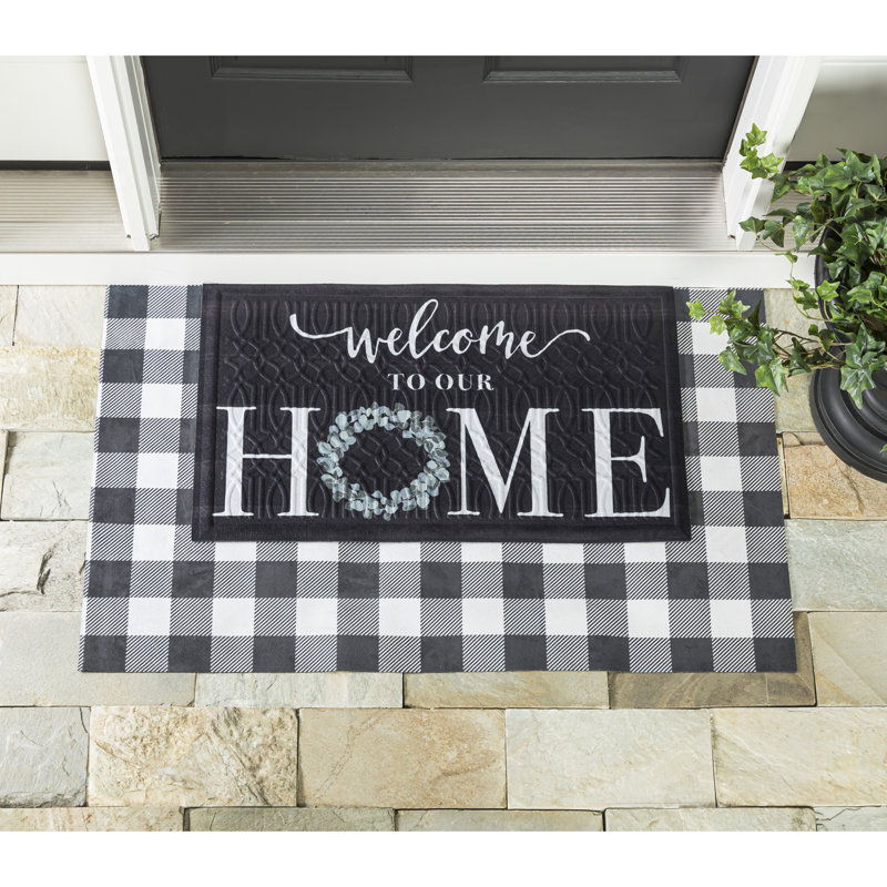 Tapis d'entrée extérieur antidérapant Eucalyptus Welcome