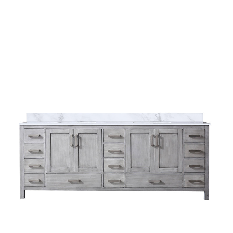 Meuble-lavabo simple Big Sur, Marine, 84", Marbre de Carrare blanc