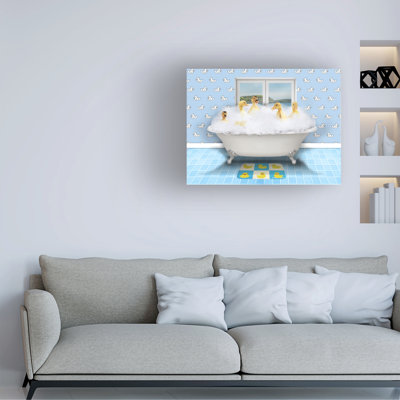 Art mural sur toile tendue - "Ducks Bath Time" de John Hovenstine pour décoration de salon, de chambre à coucher ou de bureau - 24 x 32