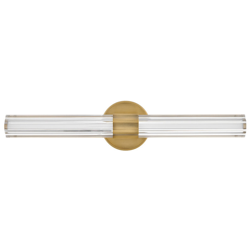 Georgette Integrated LED Bath Vanity w/ Clear Fluted Crystal Shade, Textured Heritage Brass