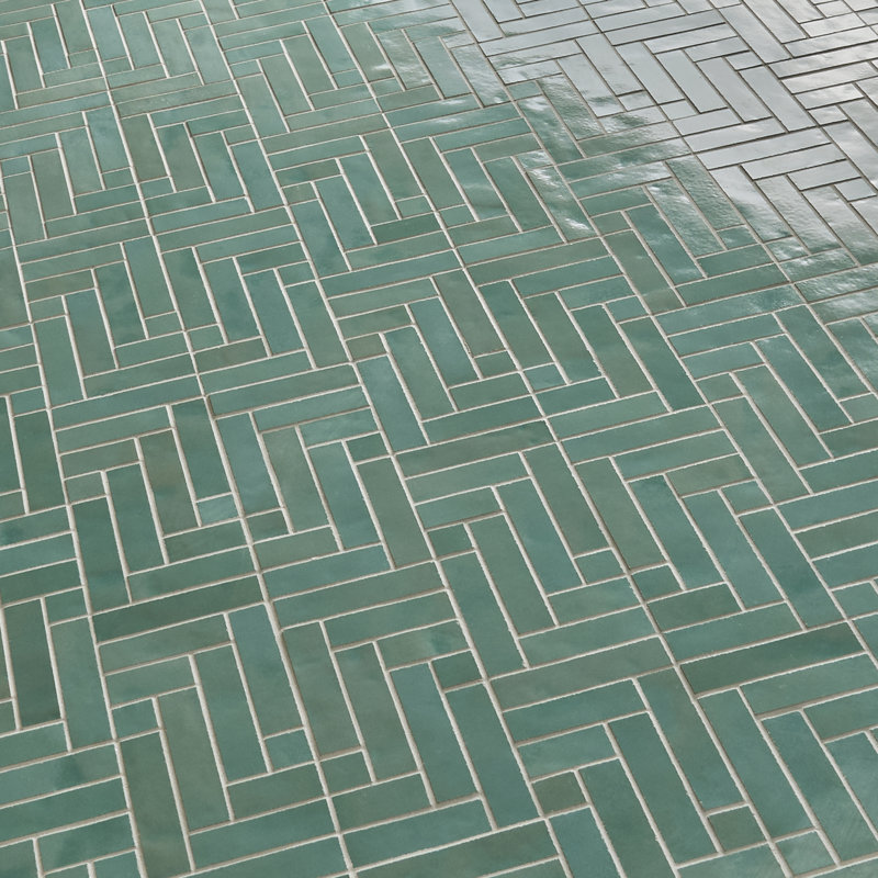 Zelora 1" Glossy Ceramic Mosaic Wall Tile, Mint Green
