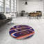Laine et polyester bleu marine/Tapis décoratif orange tissé à la machine toril-107131129
