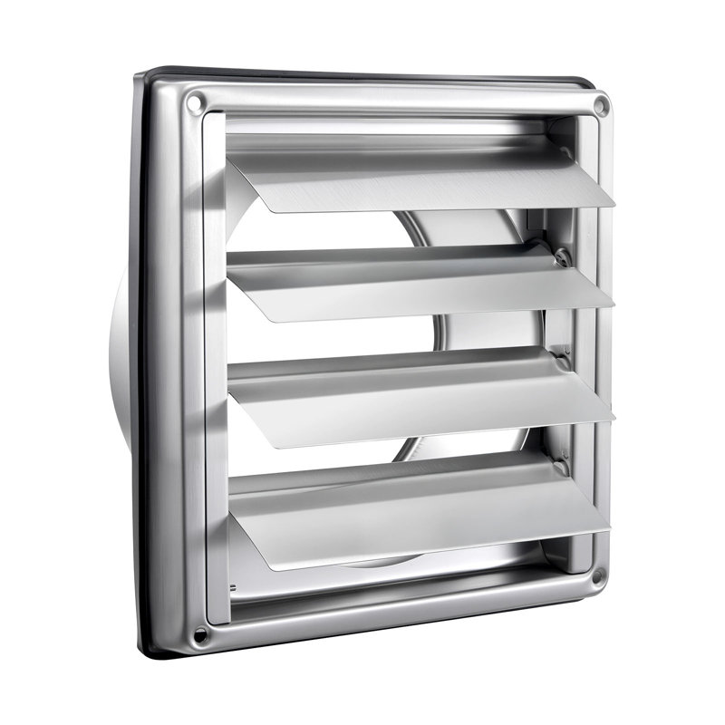 6 Inch Square Wall Vent Cover Louvered Stainless Steel AC Vent 1 Pack, 18.9cm H x 18.9cm W x 8cm D