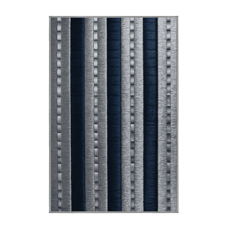 Tapis gris à carreaux lavable à la machine, Rectangle 2 pi x 3 pi